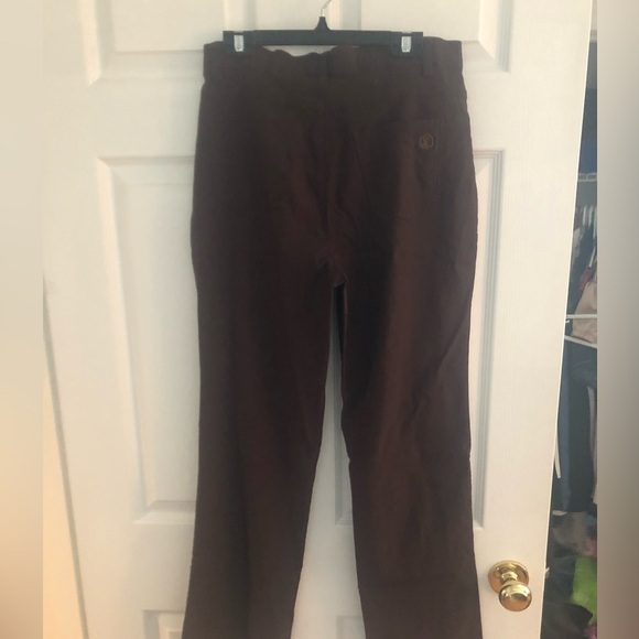 Simon Chang straight leg stretch trousers size  8 Brown - Picture 11 of 12